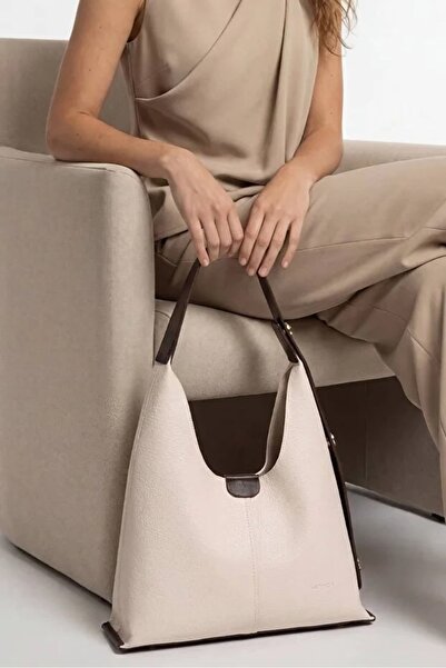 MORCA Women's Shoulder Bag – Stylish Daily Handbag with Magnets in Beige