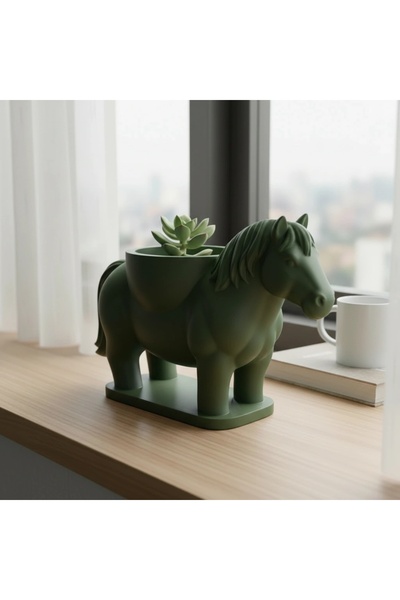 OEM Mini Ghiveci Decorativ Cal Imprimat 3D Suport Plante Mici - Olive green c...