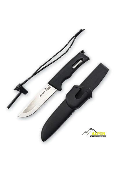 ALPINPRO Μαχαίρι Ελαφρύ Buschcraft ΤrailΒorn 4+ Σπινθηριστής Alpin Black