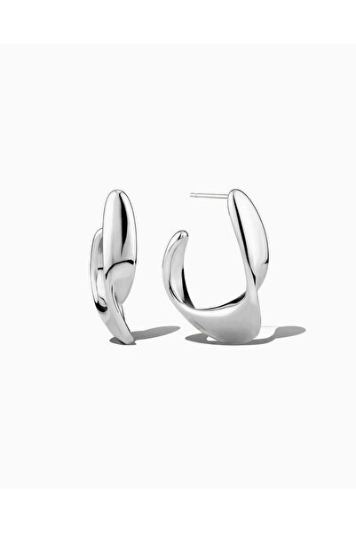 OYRE Silver Color Twisted Strip Hoop Earrings