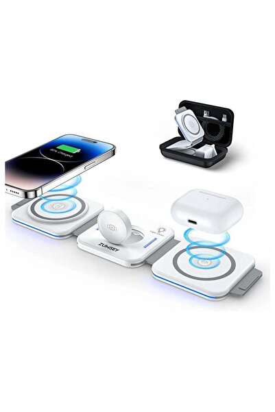 Go-Des 3 in 1 Magnetic Foldable Wireless Travel Charging Station For Apple Mu...