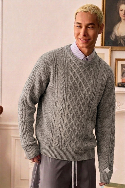 Tarz Cool Men's Hair Knit Sweater - Acrylic Cotton Crew Neck Regular Cut