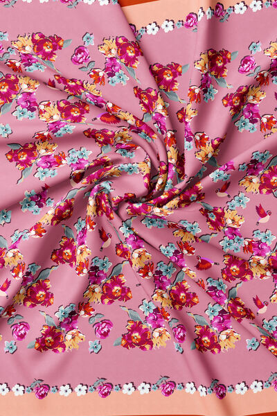 Vakko PEMBE ÇİÇEK DESENLİ TWİLL BANDANA