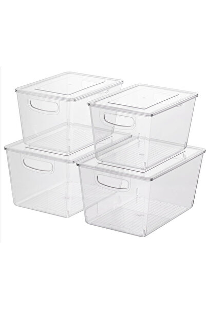 Navaris Set of 4 storage boxes, transparent, stackable, 2 sizes, for kitchen ...