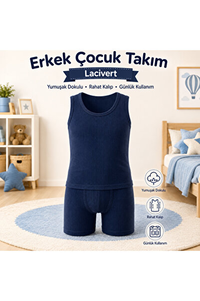 Katmirra 6'lı Erkek Çocuk Fitilli Atlet ve Boxer Takım