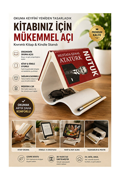 DIYMaX Kıvrımlı Kitap Standı | Tablet, E-Kitap Okuyucu, Telefon ve Kitap Okum...