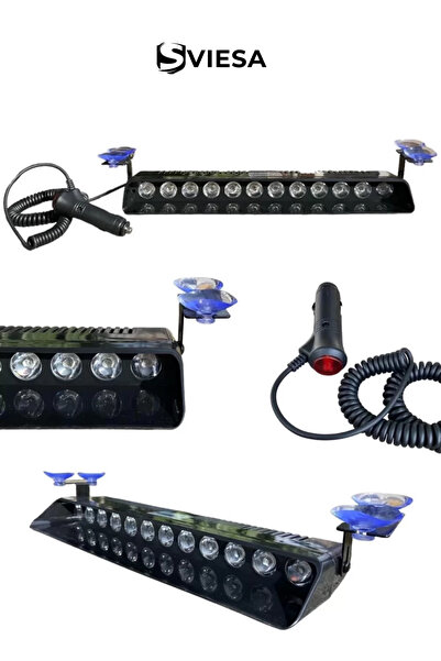 Sviesa S12 Kırmızı Mavi Beyaz Yanan Cam İçi Led 12 Ledli Vantuzlu Çakmaklık Girişli 12 Volt