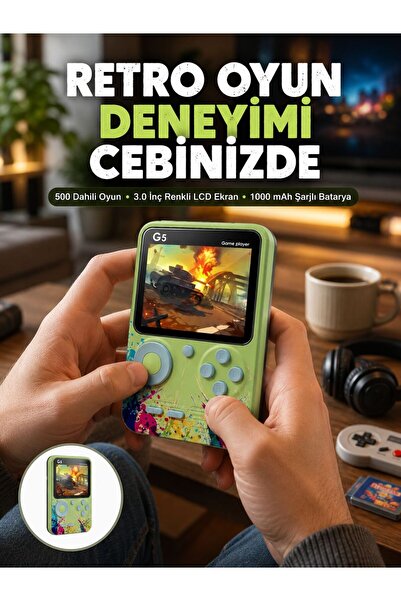 Lisinya G5 Game Box Retro Mini Oyun Konsolu – 500 Dahili Oyun Yeni Nesil -
