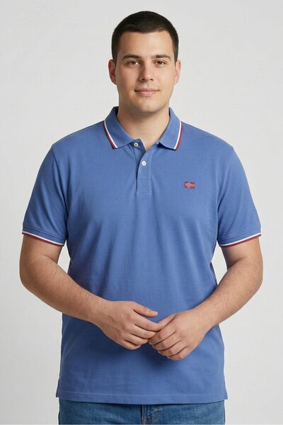 Nordland Men Regular Fit Embroidered Logo Short Sleeve Polo Shirt, Blue