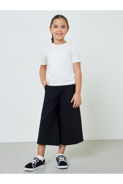 Styli Girls Cotton Cropped Wide Leg Joggers