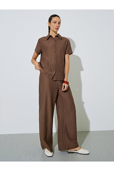 Styli Solid Oversized Short Sleeves Shirt and Wide Leg Pants Co-Ords
