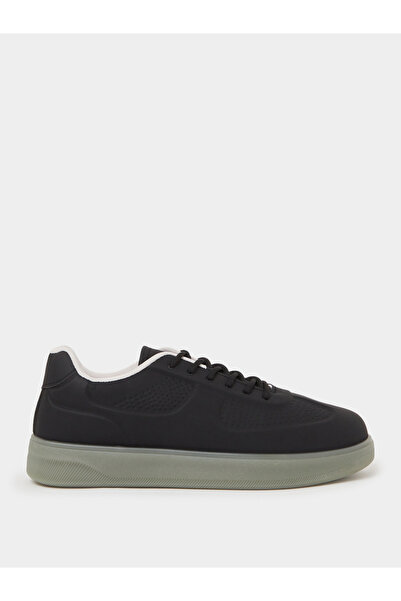 Styli Men Perforated Faux Leather Lace-Up Sneakers