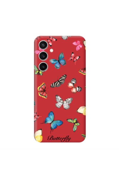 Other Samsung S24 FE Mixed Butterflys Red Colored Silicone TPU Θήκη
