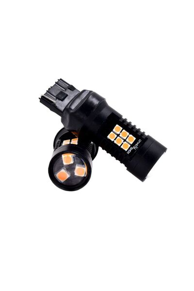 OEM Σετ LED T20 12V Can Bus με 21 SMD 4014 Πορτοκαλί 3000k Μονοπολική 2τμχ