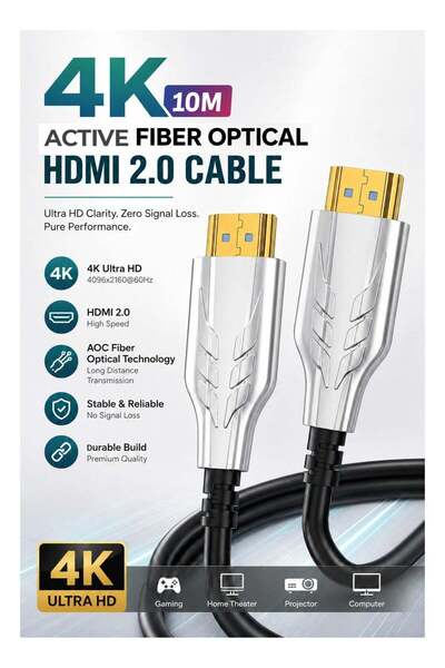 Generic 4K HDR ACTIVE Fiber Optical HDMI 2.0 Cable 10M | 18Gbps High Speed | ...
