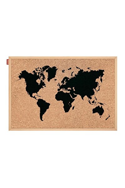 OEM Tablă MemoBe Harta Lumii neagră 60x40 cm în ramă de lemn