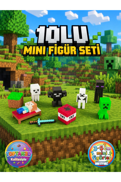 Toptan3D 10'lu Canavarlar Mini Figür Oyuncak Seti - 10'lu Oyuncak Seti - Çocu...