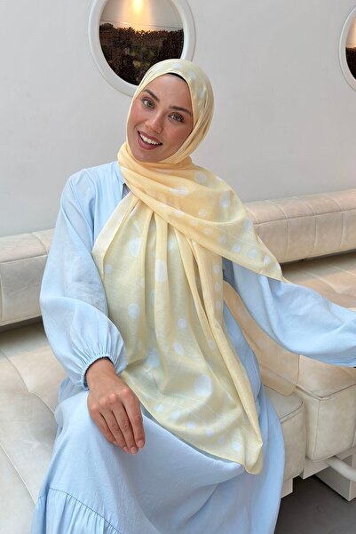 lamelif شال ناعم بنمط البولكا دوت باللون الأصفر