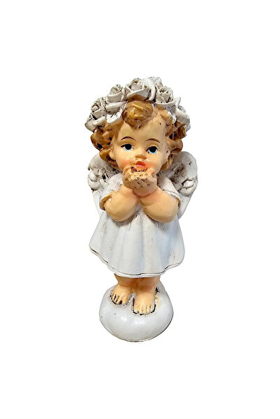 OEM Figurină Sacrua Inger care transmite un salut, din rășină, 8 cm.