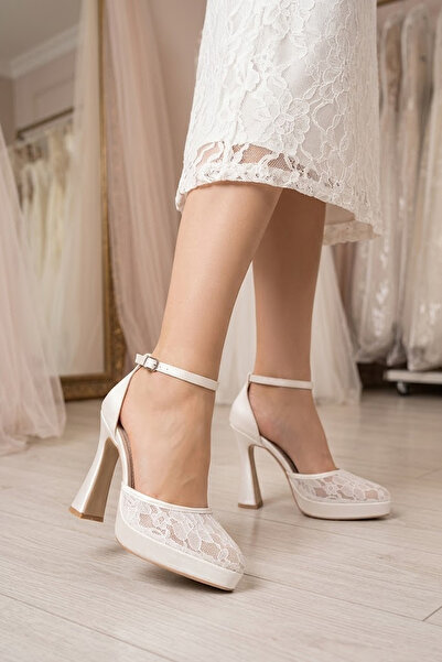 Solly Damla Wedding Dress Lace Platform Heeled Evening Dress Women's Shoes