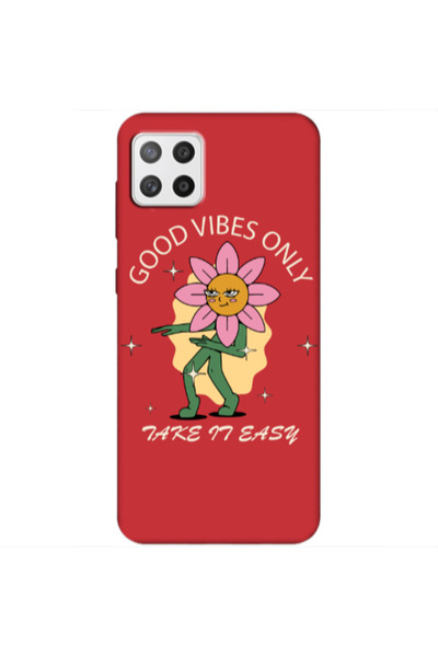 Other Samsung A22 5G Good Vibes Only Red Colored Silicone TPU Θήκη