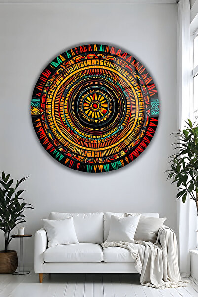 Parıltı Yayınları Masă rotundă de lux din sticlă Mandala Portocaliu Decor de ...