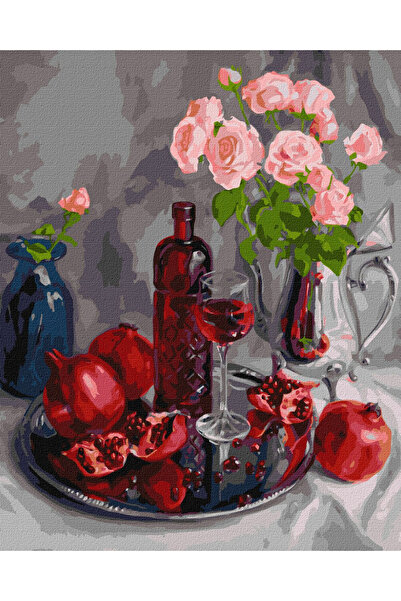 ideyka Set pictura pe numere, cu sasiu, Natura statica cu rodii, 40x50 cm