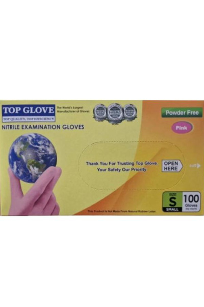 Top Glove Manusi de Examinare Nitril Roz Nepudrate, Marimea S - Top Glove, 10...