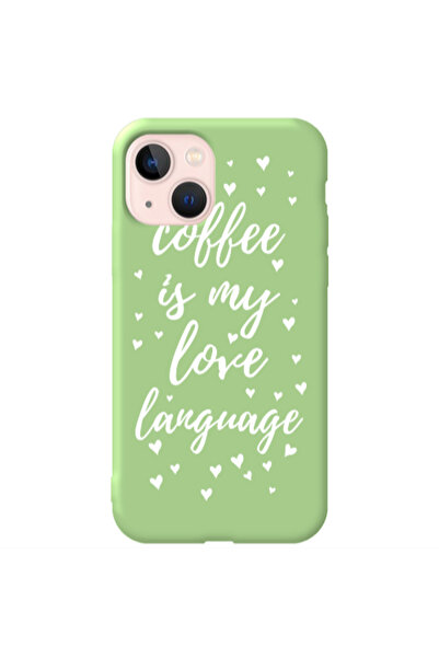 Other Apple iPhone 13 Coffe is my love language Light Green Colored Silicone ...