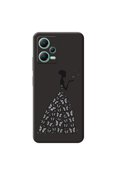 Other Xiaomi Redmi Note 12 Pro 5G Butterfly Girl Black Colored Silicone TPU Θήκη