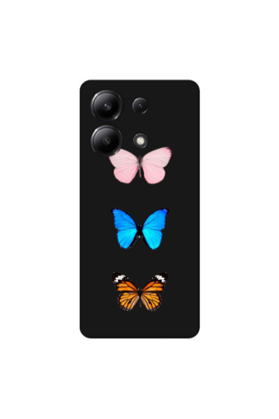 Other Xiaomi Redmi Note 13 4G Triple Butterfly Black Colored Silicone TPU Θήκη