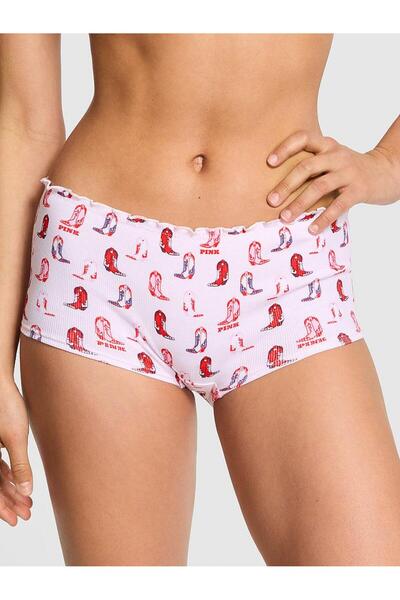 PINK Pamuklu Arkadan Bağlamalı Boyshort Külot