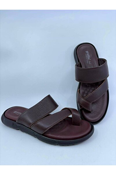 Papuccu Brown Flip Flops in Genuine Leather