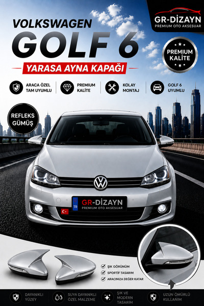 GR-Dizayn VOLKSWAGEN GOLF 6 ARACA ÖZEL BOYALI YARASA AYNA KAPAĞI A+ (REFLEKS ...