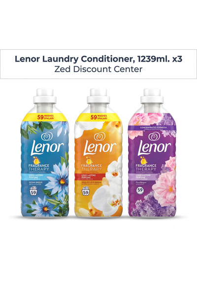lenor Balsam de rufe, 1239ml. Pachet de 3 (1x Ocean Breeze și 1x Gold Orchid-...