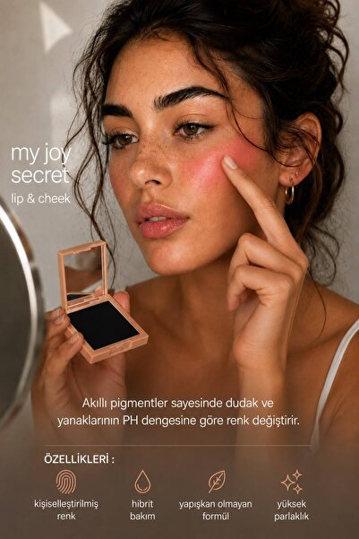Dora Joy Renk Değiştiren Krem Allık & Ruj / My Joy Secret PH Color Change Lip...