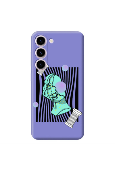 Other Samsung S23 Plus Columns Purple Colored Silicone TPU Θήκη