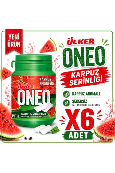 Ülker Oneo Karpuz Aromalı Kutu Sakız (60 g) x6 adet