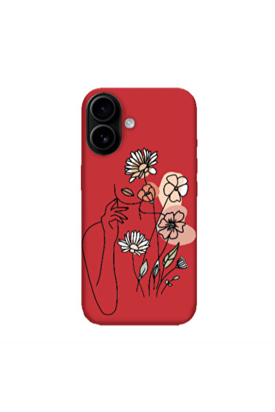 Other Apple Iphone 16 plus Lady with Flowers Red Colored Silicone TPU Θήκη