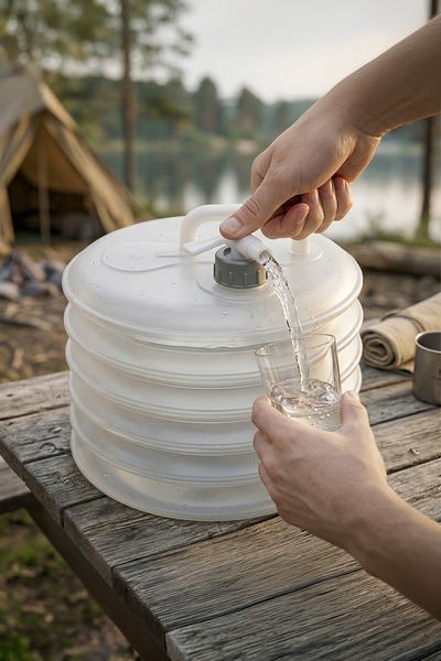 Kitchen Life Accordion Foldable Camping Water Canister with Tap 10 Lt