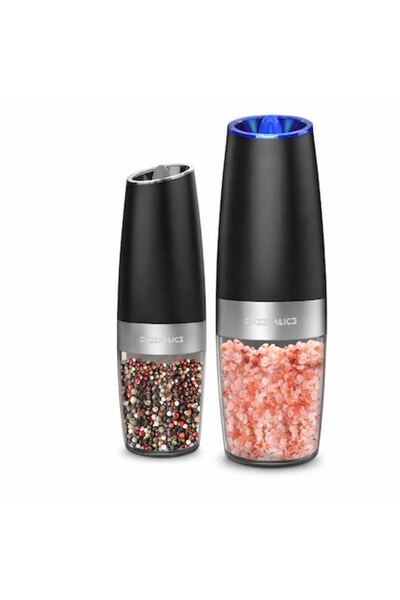 Cafuneplus Electric salt and pepper grinder CafunePlusR, multiple grinding ad...