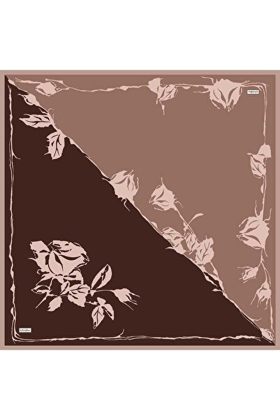 Levidor Coffee Edges Floral Pattern Twill Silk Scarf