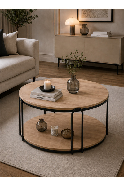 SEDAŞ LIVING UNITS Lenka Orta Sehpa - Açık Ceviz / Açık Ceviz Suntalam Siyah ...
