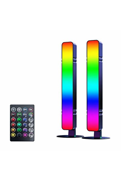 NEXTLY Set de 2 lămpi ambientale LED RGBW cu telecomandă, luminozitate reglab...