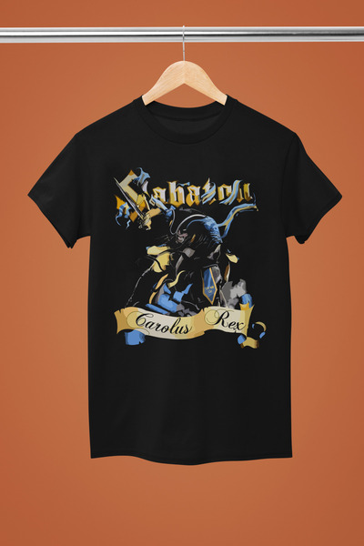 MAGORS TRICOU ROCK SABATON DIN BUMBAC IMPRIMAT, CU MÂNECĂ SCURTĂ, MODEL REGULAR