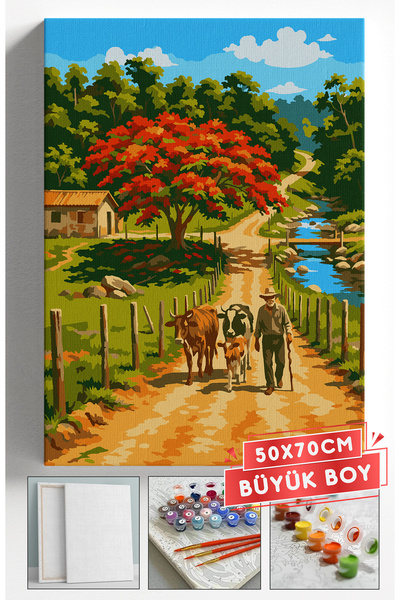 Akihabara Sayılarla Boyama Hobi Seti Çerçeveli Numaralı Tuval Fırça Boya Dahi...
