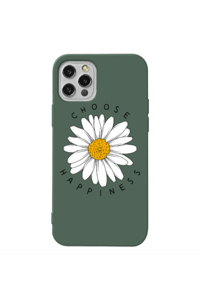 Other Apple iPhone 12 Pro Chose Happines Dark Green Colored Silicone TPU Θήκη