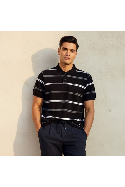 FAV Men Short Sleeve Striped Polo T-shirt
