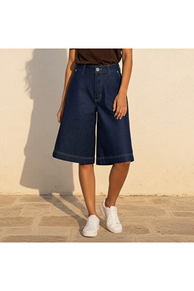 DNM Mid-Rise Denim Cotton Culotte Shorts