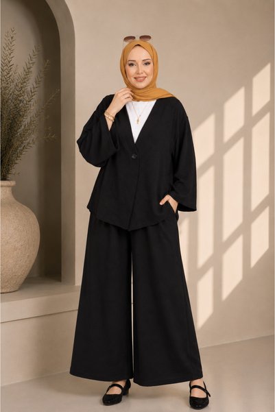 ASTEMİA Women's Kimono Comfortable Fit Summer Aerobin Hijab Set Sb0047